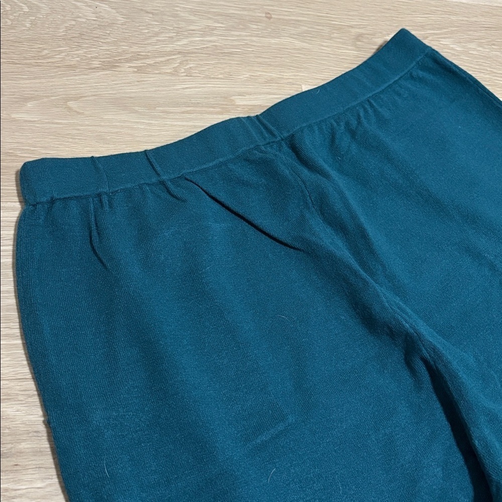 WYNNE LAYERS (1X) Sweater Knit Wide-Leg Pants Pockets Pull-On Soft Dark Teal NEW - Picture 9 of 12